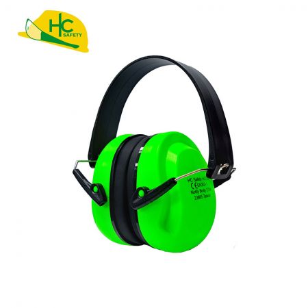 High noise reduction foldable earmuffs - Soft ear cushions and PVC leather headband for comfort.